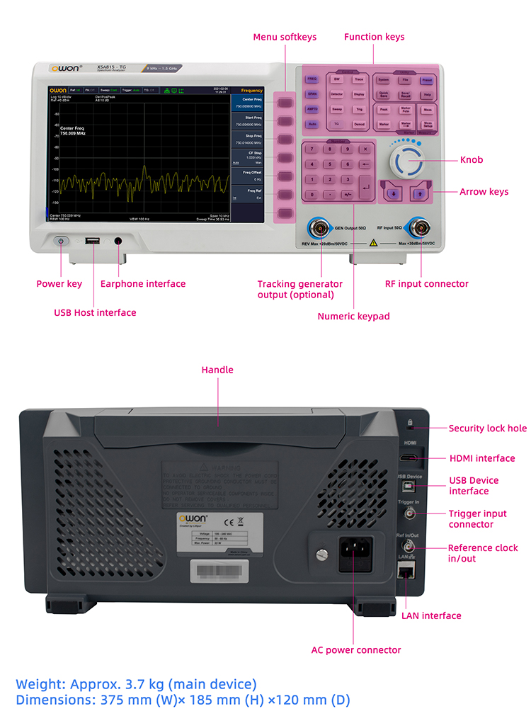 OWON XSA800シリーズ ベンチトップ・スペクトラム・アナライザ（型番:XSA815, 1.5GHz）