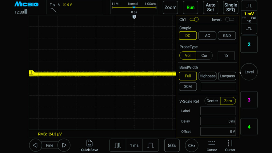 ACアダプタ駆動、帯域制限なしのノイズレベル