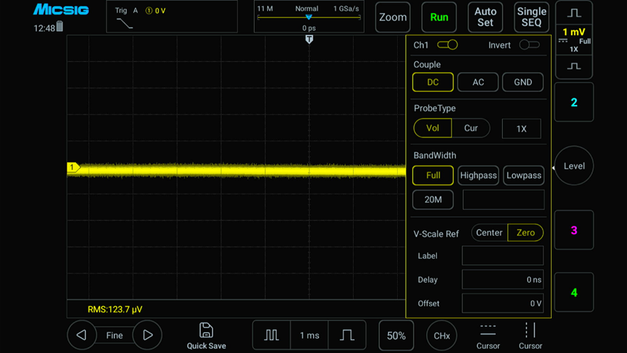 バッテリー駆動、帯域制限なしのノイズレベル
