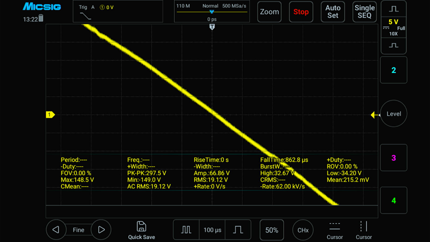 フローティング測定による商用電源ラインの測定波形(拡大)