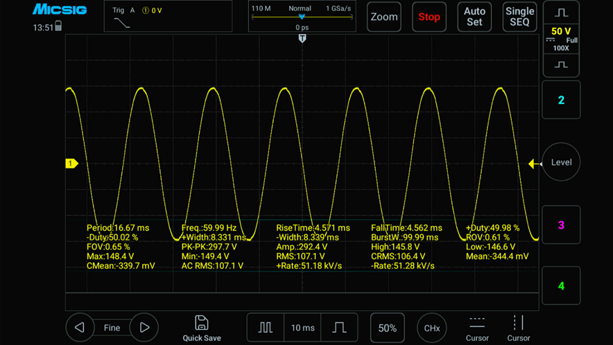 差動測定による商用電源ラインの測定波形