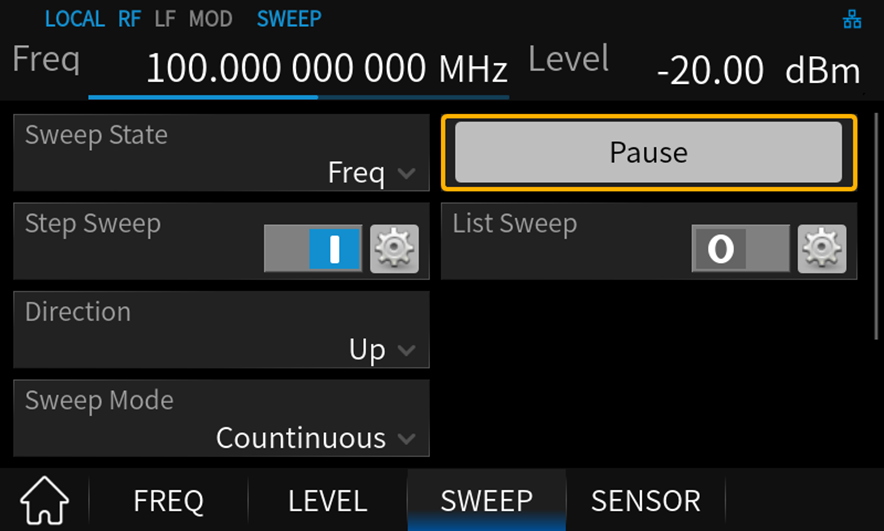 スイープ信号の出力