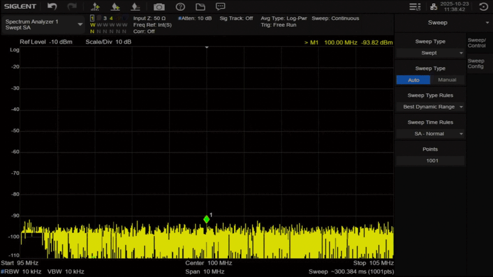 周波数スイープ信号の測定波形