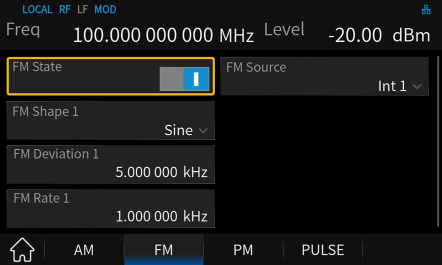 FM変調信号の設定
