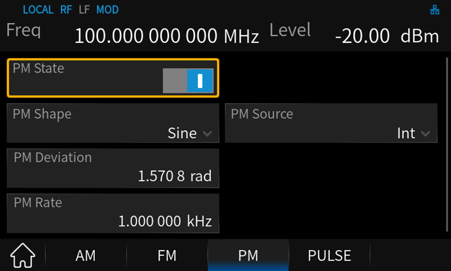 PM変調信号の設定