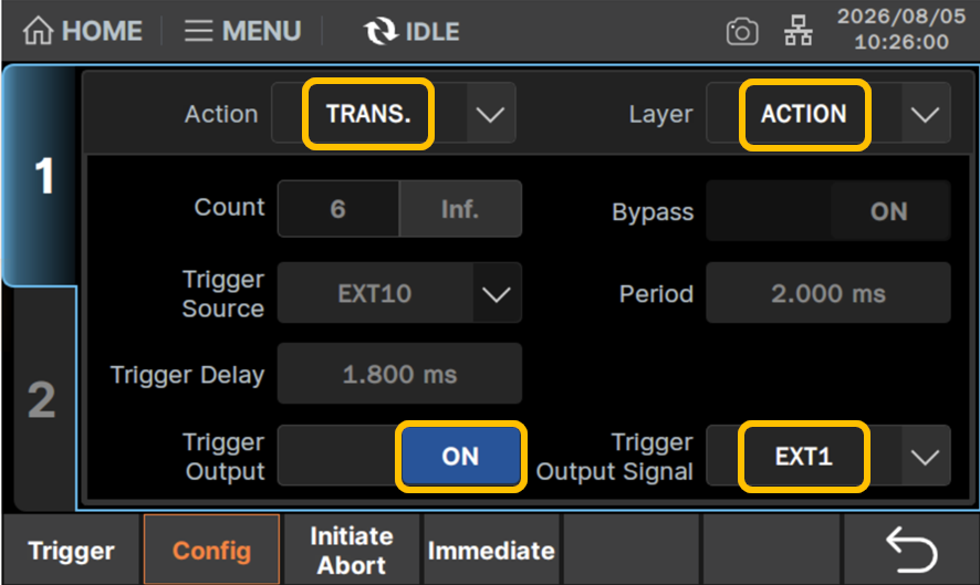 Layer：Action、Action：TRANSに設定