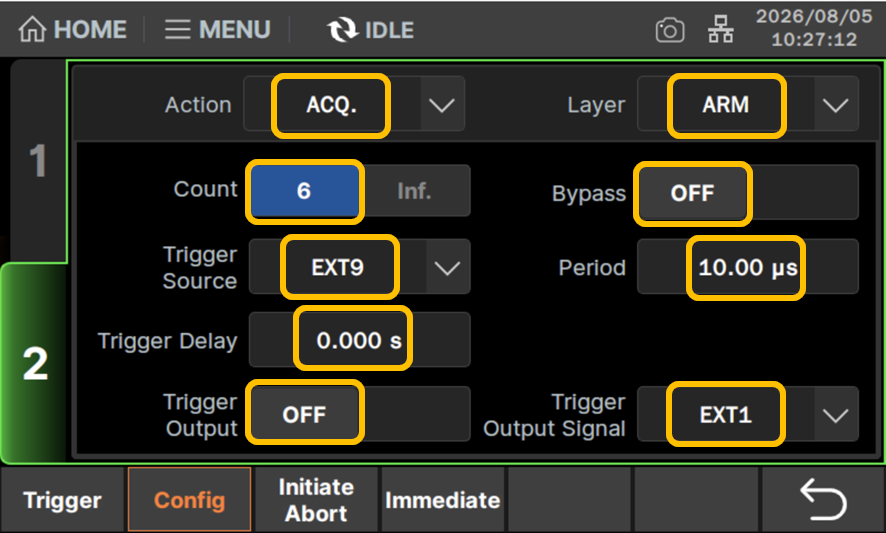 Layer：ARM、Action：ACQに設定