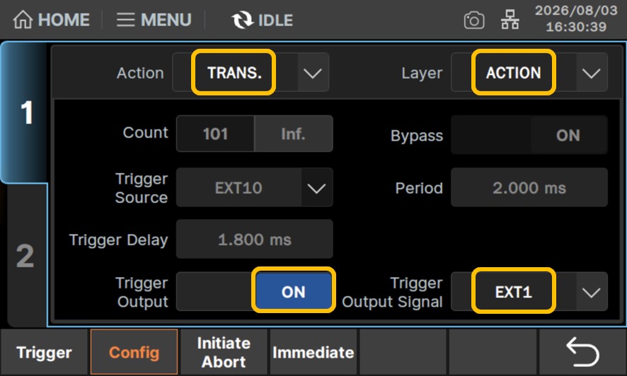 Layer:Action、Action:TRANSに設定
