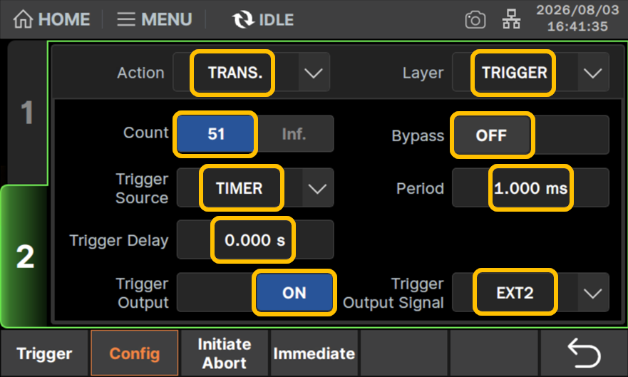 Layer:TRIGGER、Action:TRANSに設定