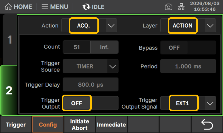 Layer:ACTION、Action:ACQに設定