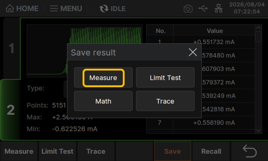 Measureをタッチ